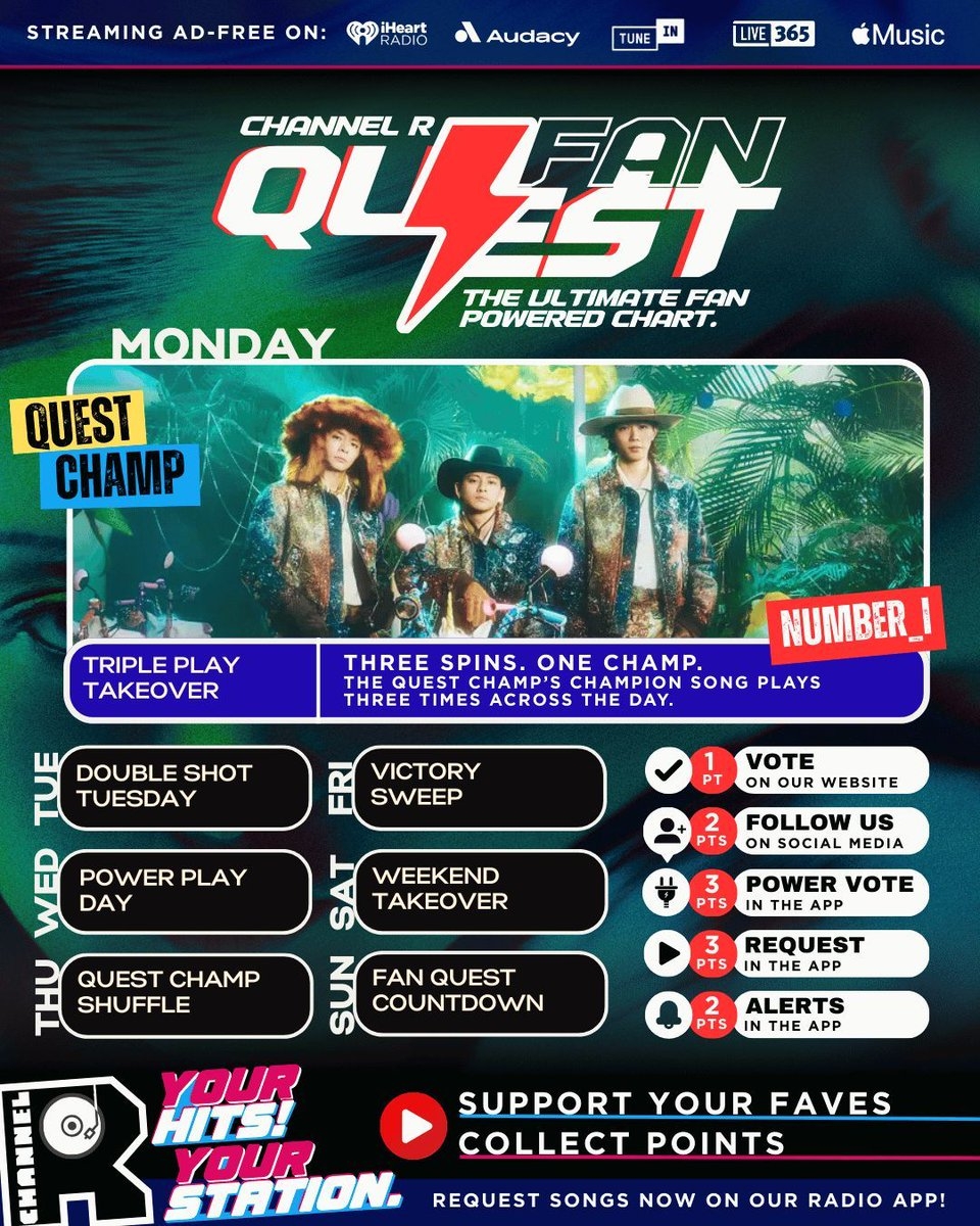 TRIPLE PLAY TAKEOVER IS HERE Your Quest Champ Number i Is Taking Over With 3XL Hear It NEXT Then Again At 12PM PT And 9PM PT Three Chances To TRIPLE PLAY TAKEOVER IS HERE Your Quest Champ Number i Is Taking Over With 3XL Hear It NEXT Then Again At 12PM PT And 9PM PT Three Chances To