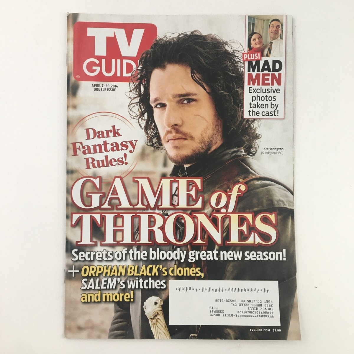 TV Guide Magazine April 7 2014 Kit Harington Games Of Thrones Mad Men Feature EBay
