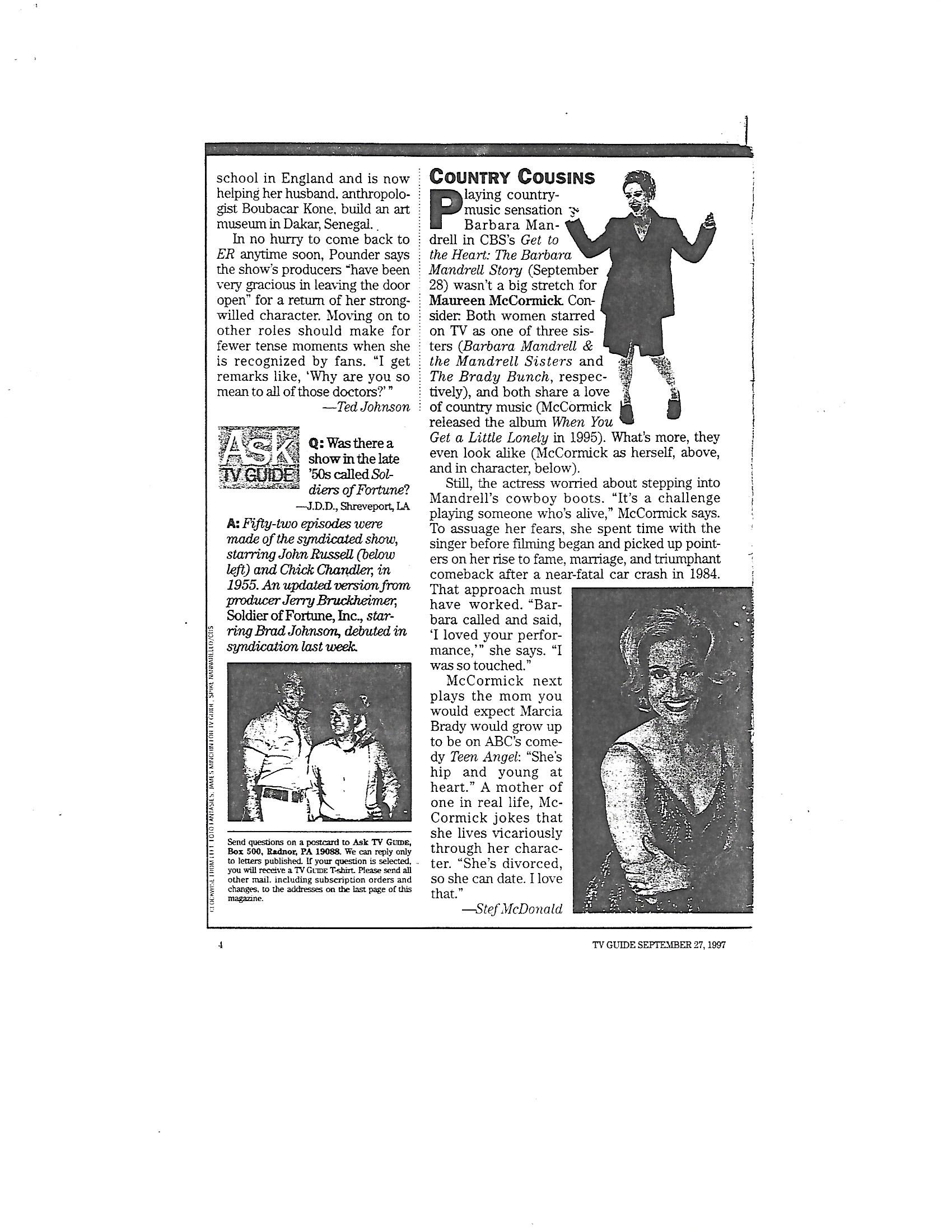 TV Guide September 27 1997 CCH Pounder TV Guide September 27 1997 CCH Pounder