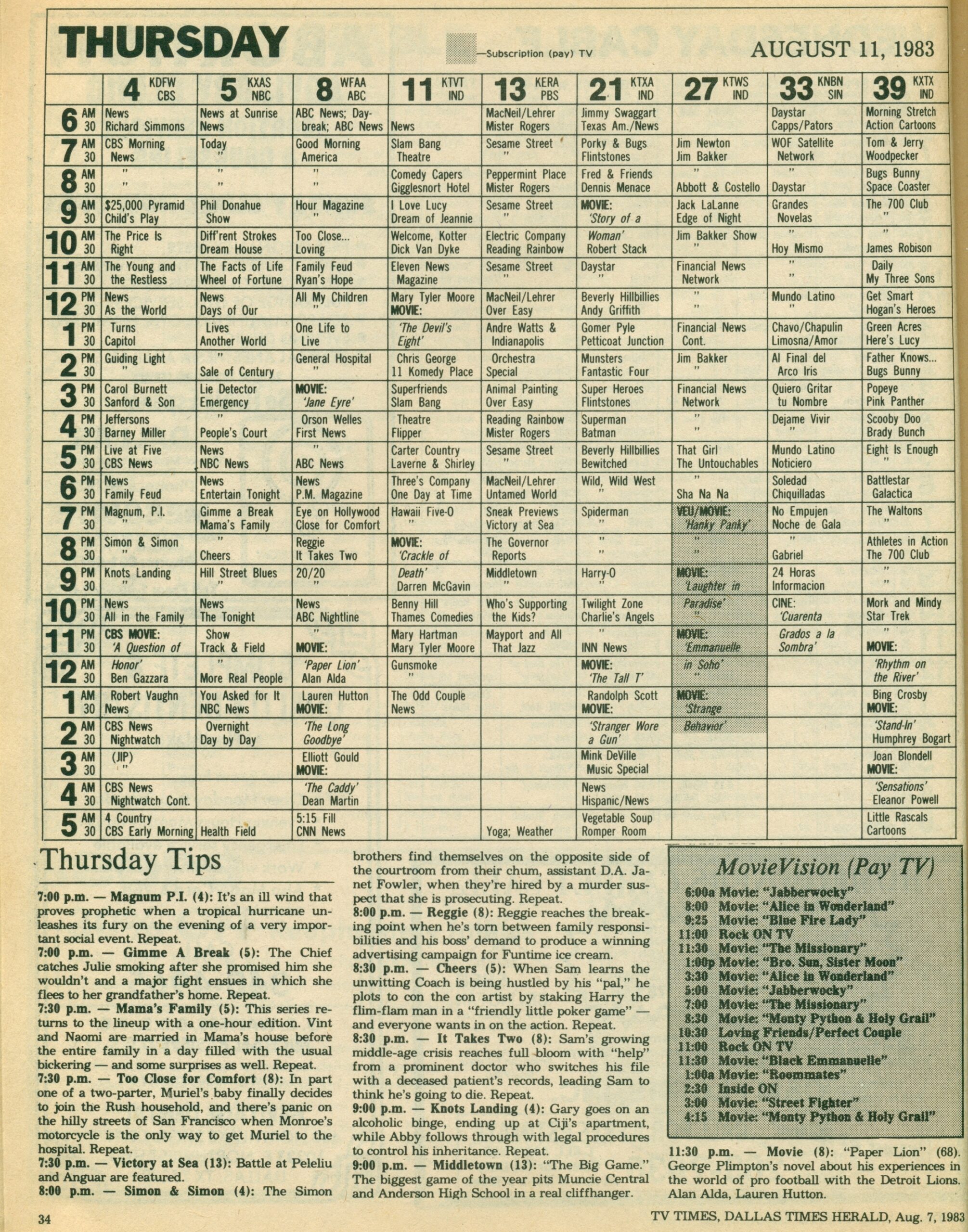 TV Times Aug 7th Aug 13th 1983 Dallas Times Herald Free Download Borrow And Streaming Internet Archive TV Times Aug 7th Aug 13th 1983 Dallas Times Herald Free Download Borrow And Streaming Internet Archive