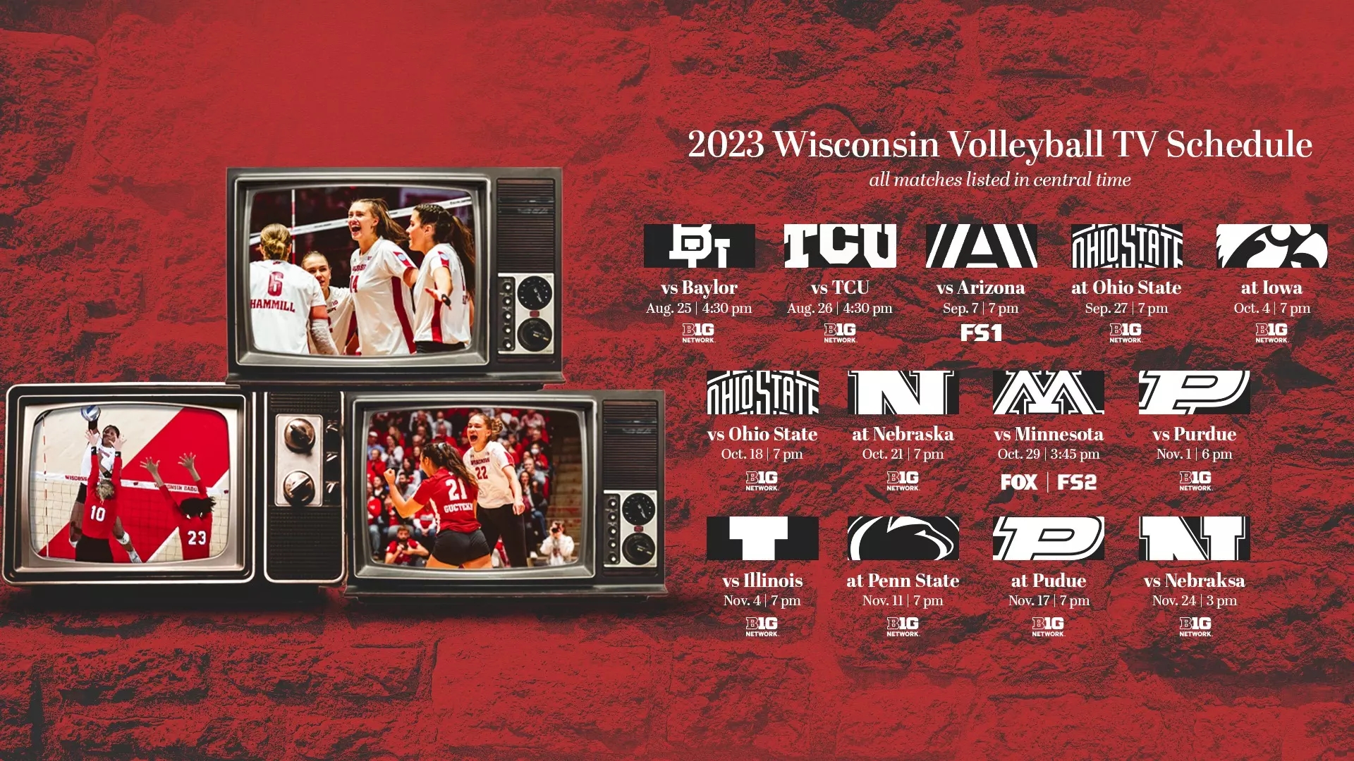 Volleyball Announces TV Schedule Wisconsin Badgers