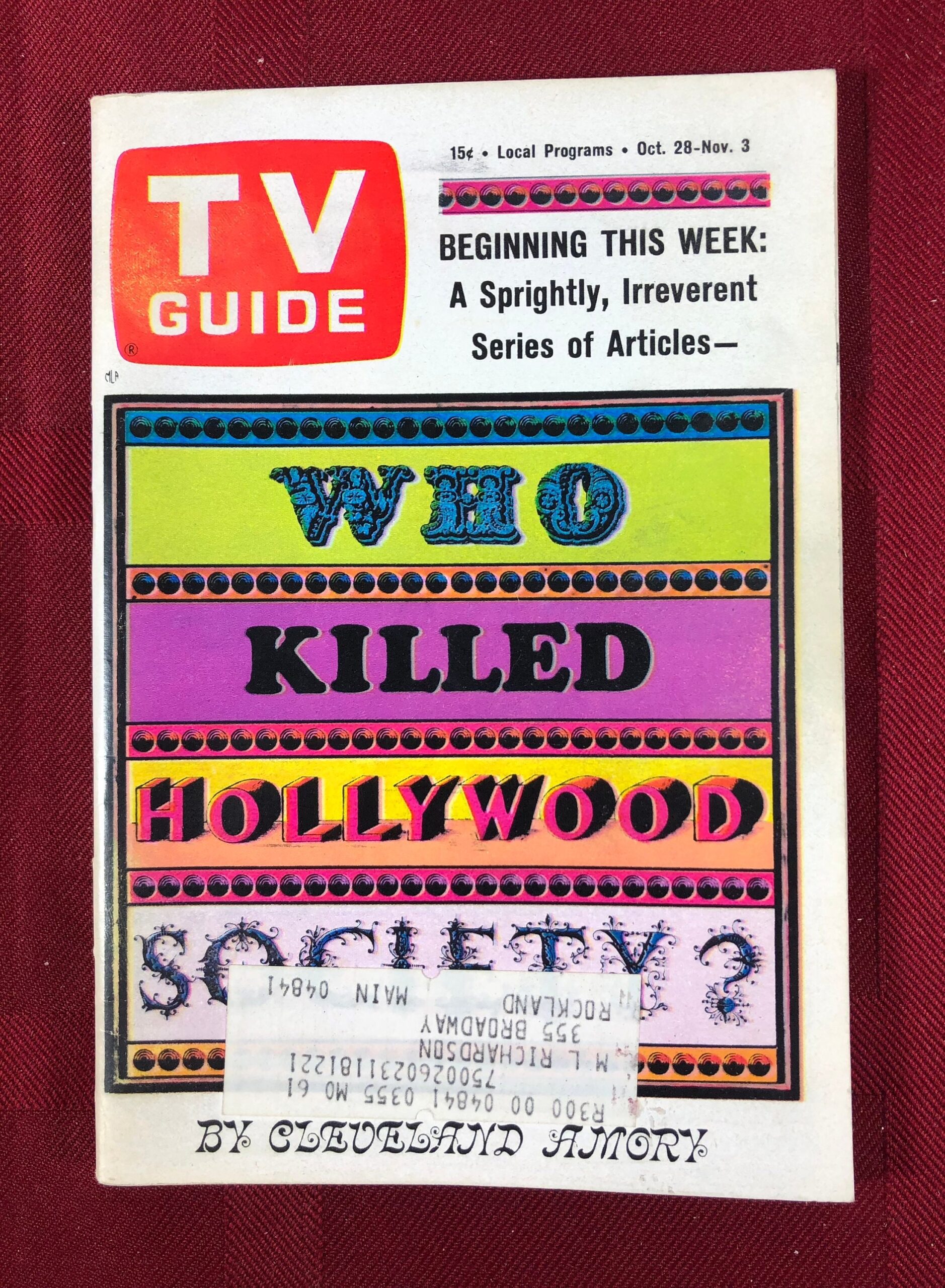 Week Of October 28 To November 3 1967 TV Guide Who Killed Hollywood Society Cover Vol 15 Number 43 Issue 761 Northern New England Edition Etsy Canada Week Of October 28 To November 3 1967 TV Guide Who Killed Hollywood Society Cover Vol 15 Number 43 Issue 761 Northern New England Edition Etsy Canada