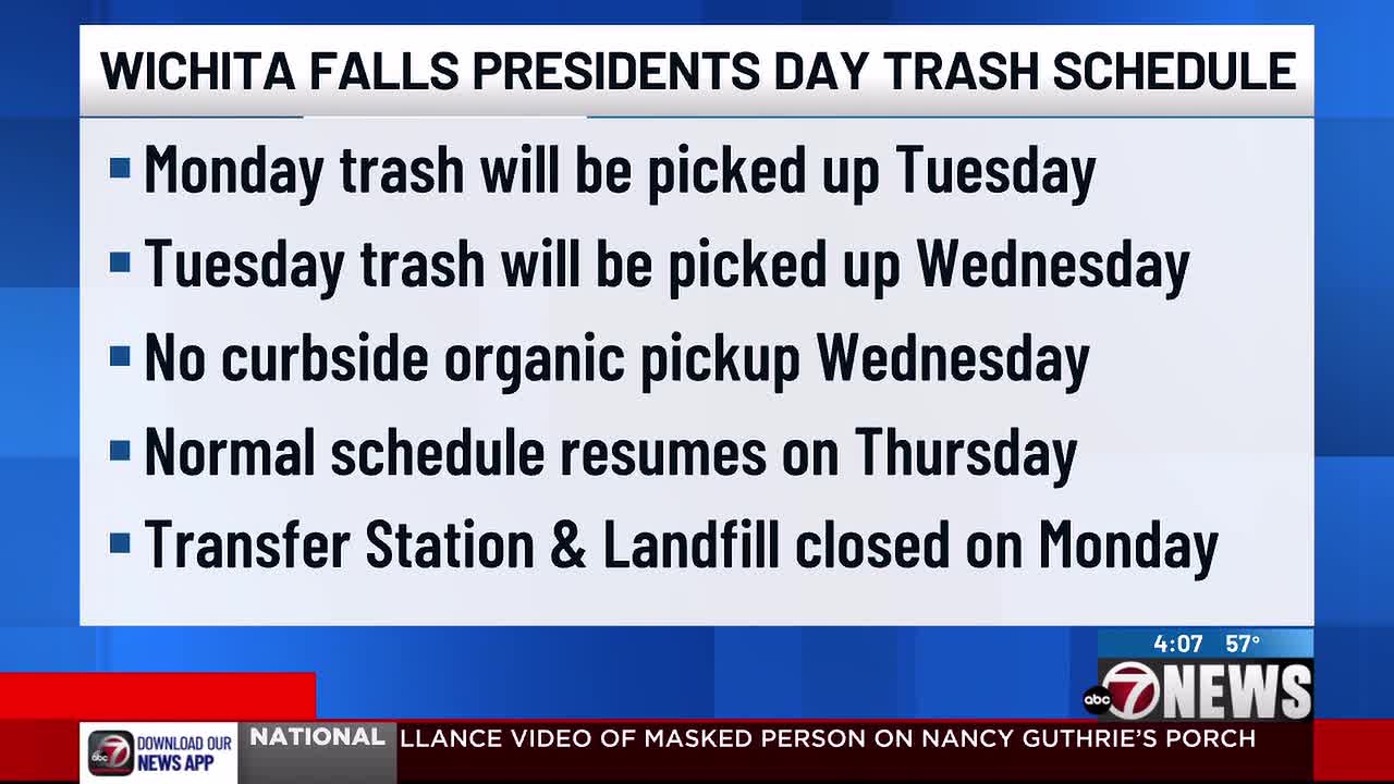 Wichita Falls Adjusts Trash Pickup Schedule For Presidents Day Wichita Falls Adjusts Trash Pickup Schedule For Presidents Day