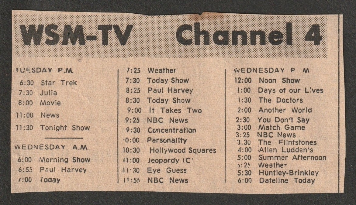 WSM CHANNEL 4 NASHVILLE TV PROGRAM LISTINGS PARK CITY DAILY NEWS NOV 1 1963 EBay WSM CHANNEL 4 NASHVILLE TV PROGRAM LISTINGS PARK CITY DAILY NEWS NOV 1 1963 EBay